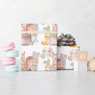 Cute Woodland Forest Dieren Vrienden Baby Shower Cadeaupapier
