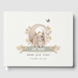 Cute Woodland Forest Floral Squirrel Baby shower Gastenboek
