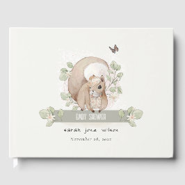 Cute Woodland Forest Floral Squirrel Baby shower Gastenboek