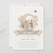 Cute Woodland Forest Floral Squirrel Baby shower Kaart (Voorkant)