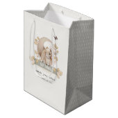 Cute Woodland Forest Floral Squirrel Baby shower Medium Cadeauzakje (Achterkant Gekanteld)