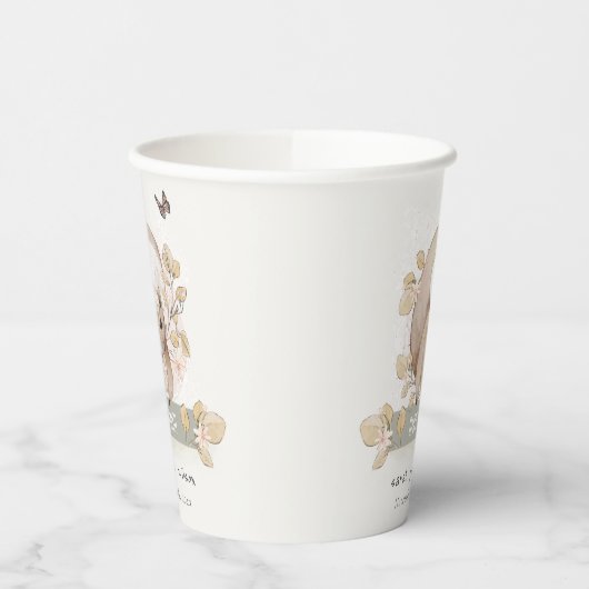 Cute Woodland Forest Floral Squirrel Baby shower Papieren Bekers (Links)