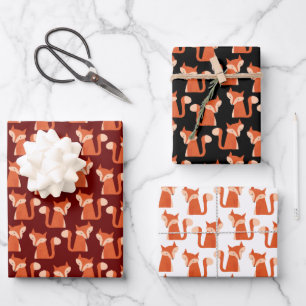 Cute Woodland Forest Fox Pattern Inpakpapier Vel