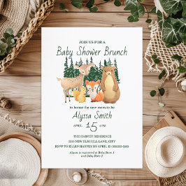 Cute Woodland Forest Friends Baby shower Brunch Kaart