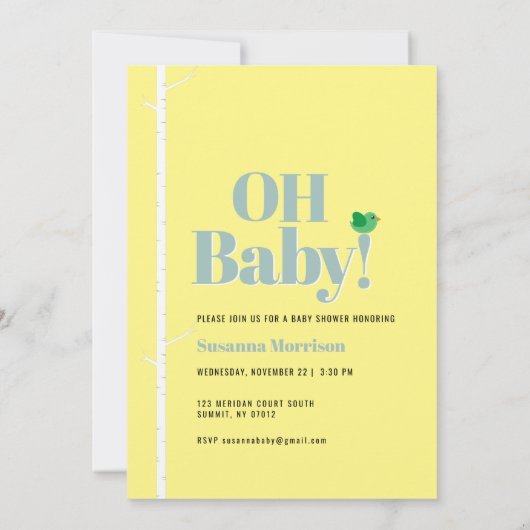 Cute Woodland Forest Gender Neutral Baby shower Kaart (Achterkant)