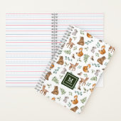 Cute Woodland Forest Greenermals Monogram Notitieboek (Binnen)