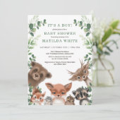 Cute Woodland Forest Greenery Animals Baby shower Kaart (Staand voorkant)