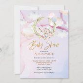 Cute Woodland Forest Rabbit Pink Sky | BABY SHOWER Kaart (Voorkant)