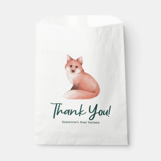 Cute Woodland Fox Baby shower Hartelijk dank Bedankzakje (Voorkant)