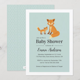 Cute Woodland Fox Baby shower Invitation - Boy Kaart