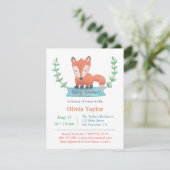 Cute Woodland Fox Baby Shower Invitations Kaart (Staand voorkant)