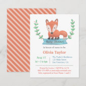 Cute Woodland Fox Baby Shower Invitations Kaart (Voorkant / Achterkant)