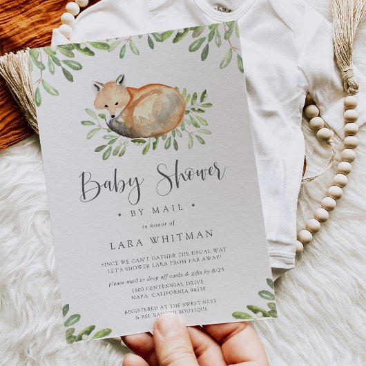 Cute Woodland Fox Baby shower per post Kaart