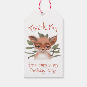 Cute Woodland Fox Birthday Party Dank je Cadeaulabel