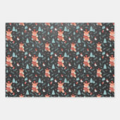 Cute Woodland Fox Black Kerstmis Inpakpapier Vel (Voorkant)
