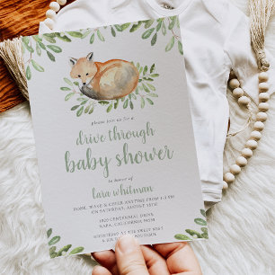 Cute Woodland Fox Drive Through Baby shower Kaart