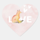 Cute Woodland Fox en Hearts Valentijnsdag Hart Sticker (Voorkant)