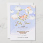 Cute Woodland Fox Floral Blue Sky Baby shower Kaart (Voorkant)