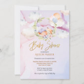 Cute Woodland Fox Floral Pink Sky Baby shower Kaart (Voorkant)