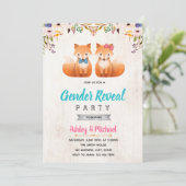 Cute woodland fox gender onthullen uitnodiging (Staand voorkant)