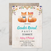 Cute woodland fox gender onthullen uitnodiging (Voorkant / Achterkant)