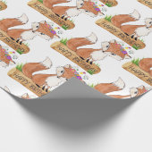 Cute Woodland Fox Happy Birthday Pattern Cadeaupapier (Hoek)