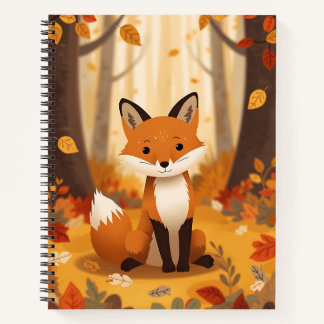 Cute Woodland Fox in Autumn Leaves Spiral Notebook Notitieboek