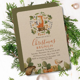 Cute Woodland Fox Kerstmis Brunch Waterverf Kaart