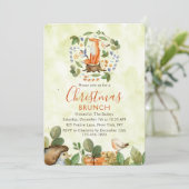 Cute Woodland Fox Kerstmis Brunch Waterverf Kaart (Staand voorkant)