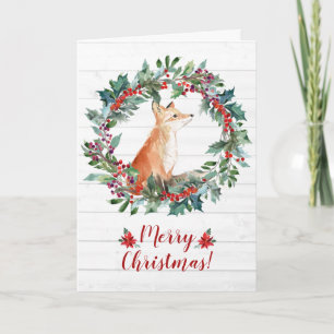 Cute Woodland Fox Kerstmis Kaart