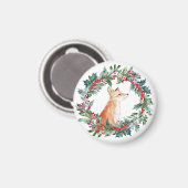 Cute Woodland Fox Kerstmis Magneet (Voorkant / Achterkant)