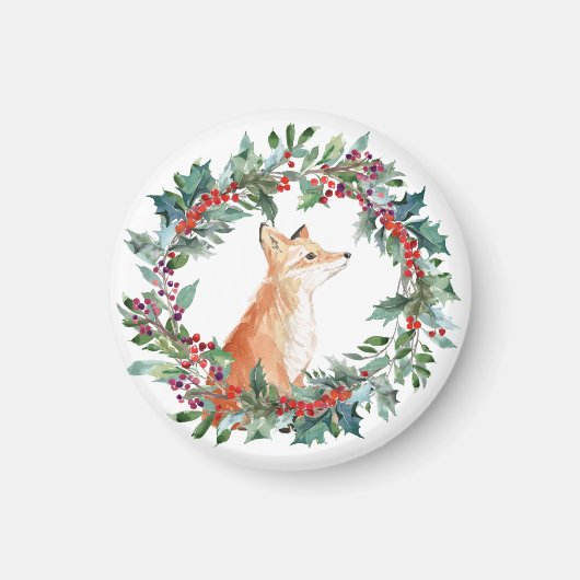 Cute Woodland Fox Kerstmis Magneet (Voorkant)