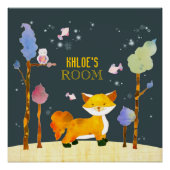 Cute Woodland Fox  Kinderen Room Posters (Voorkant)