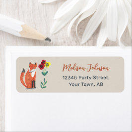 Cute Woodland Fox Neutraal Baby shower Label