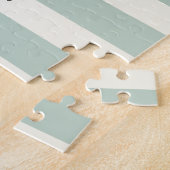 Cute Woodland Fox op Sage Green Stripes Legpuzzel (Zijkant)