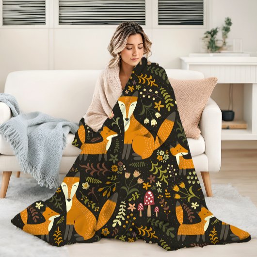 Cute Woodland Fox Pattern Bedroom of Nursery Fleece Deken