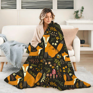 Cute Woodland Fox Pattern Bedroom of Nursery Fleece Deken