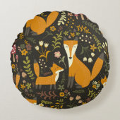 Cute Woodland Fox Pattern Bedroom of Nursery Rond Kussen (Voorkant)