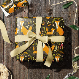 Cute Woodland Fox Pattern Cadeaupapier