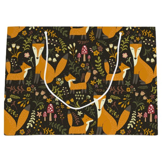 Cute Woodland Fox Pattern Groot Cadeauzakje (Voorkant)