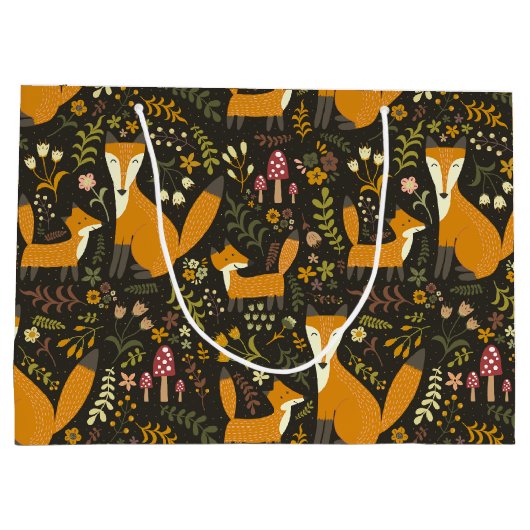 Cute Woodland Fox Pattern Groot Cadeauzakje (Achterkant)
