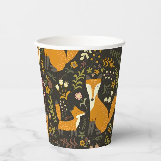 Cute Woodland Fox Pattern Papieren Bekers (Voorkant)