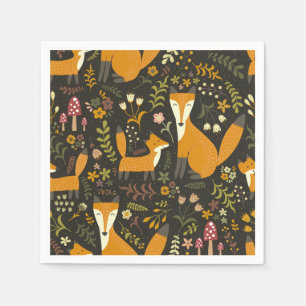 Cute Woodland Fox Pattern Servet