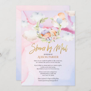 Cute Woodland Fox Pink Sky Baby shower per post Kaart