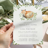 Cute Woodland Fox Virtual Baby shower Kaart