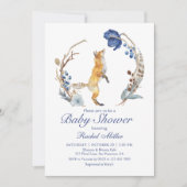 Cute Woodland Fox Waterverf Floral Baby shower Kaart (Voorkant)