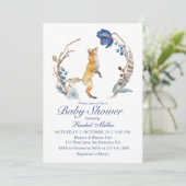 Cute Woodland Fox Waterverf Floral Baby shower Kaart (Staand voorkant)