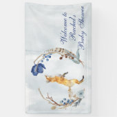 Cute Woodland Fox Waterverf Floral Baby shower Spandoek (Verticaal)
