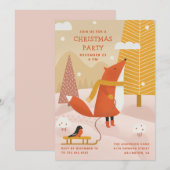 Cute Woodland Fox | Winter Forest Christmas Party Kaart (Voorkant / Achterkant)