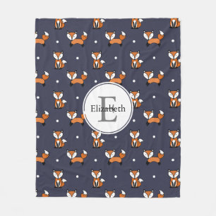 Cute Woodland Foxes Polka Dots Personalized Fleece Deken
